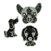 Black Dog Puppy Rhinestone Iron-On Patch