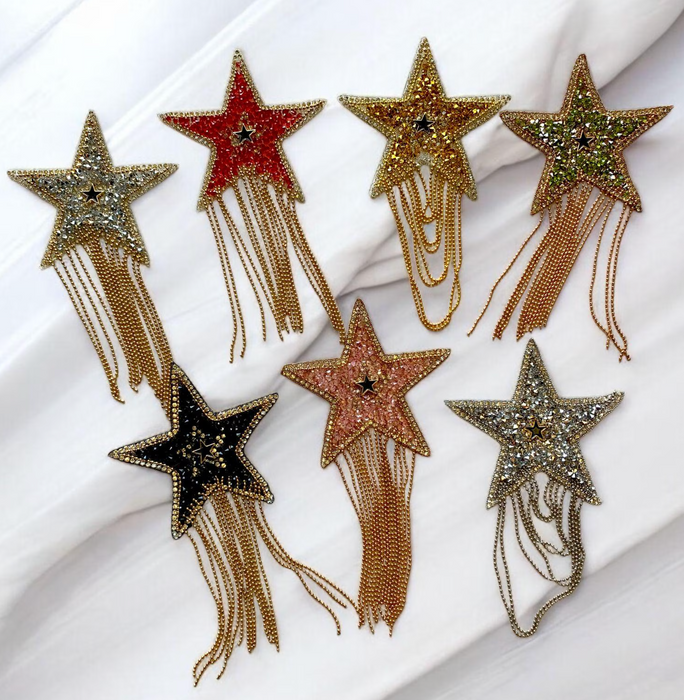 Star Tassel Rhinestone 8.5cm Iron-On Patches