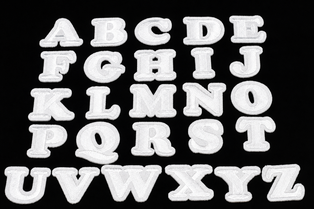 White 3.5cm Embroidered Iron On-Patch Letters