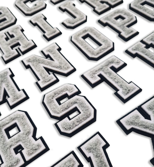 3D Varsity Style Grey 7.5cm Chenille Iron-On Patch Letters