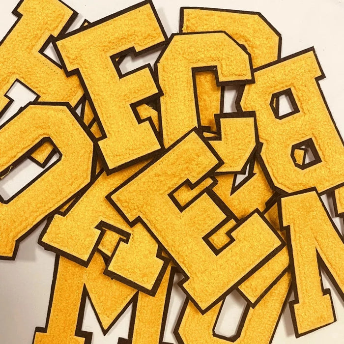 Varsity Style Yellow 10.5cm Chenille Iron-On Patch Letters