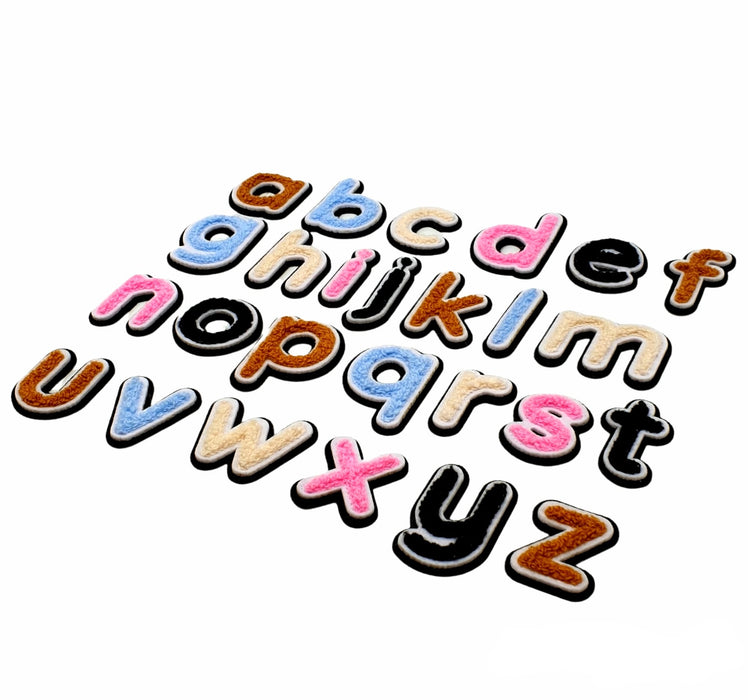 3D Varsity Style Lowercase Cream 7.5cm Chenille Iron-On Patch Letters