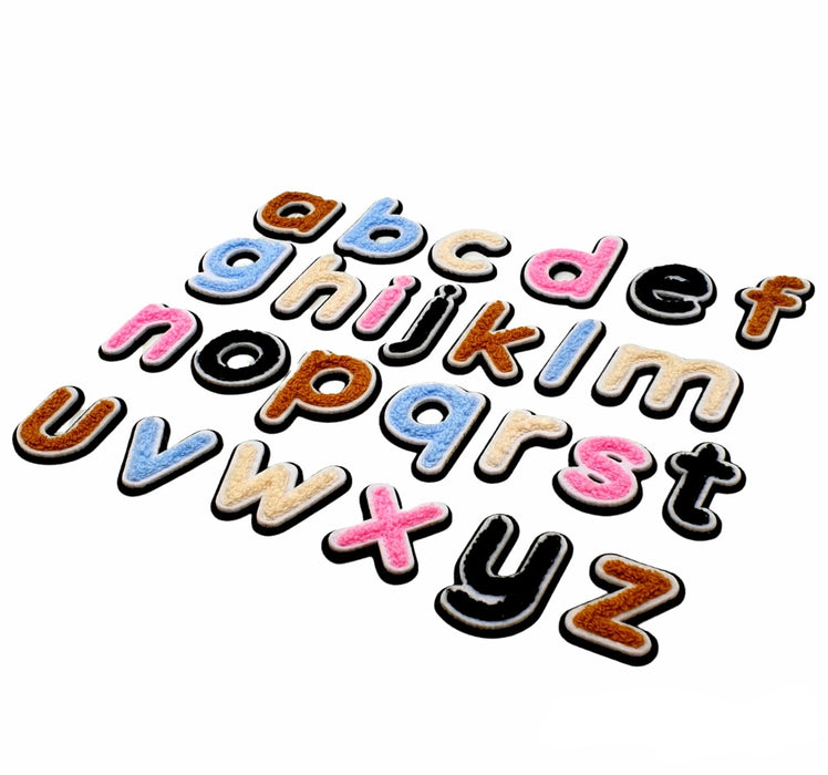 3D Varsity Style Lowercase Brown 5cm Chenille Iron-On Patch Letters