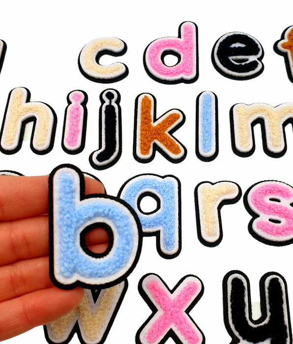 3D Varsity Style Lowercase Brown 7.5cm Chenille Iron-On Patch Letter b