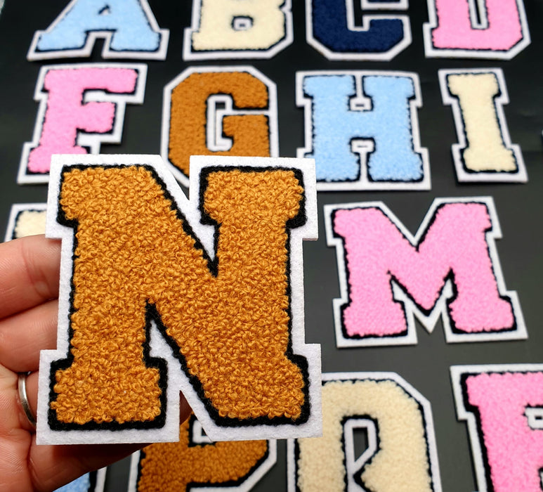 Varsity Light Blue 7.5cm Chenille Iron-On Patch Letters