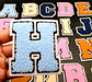 Varsity Sky Blue 7.5cm Chenille Iron-On Patch Letter H