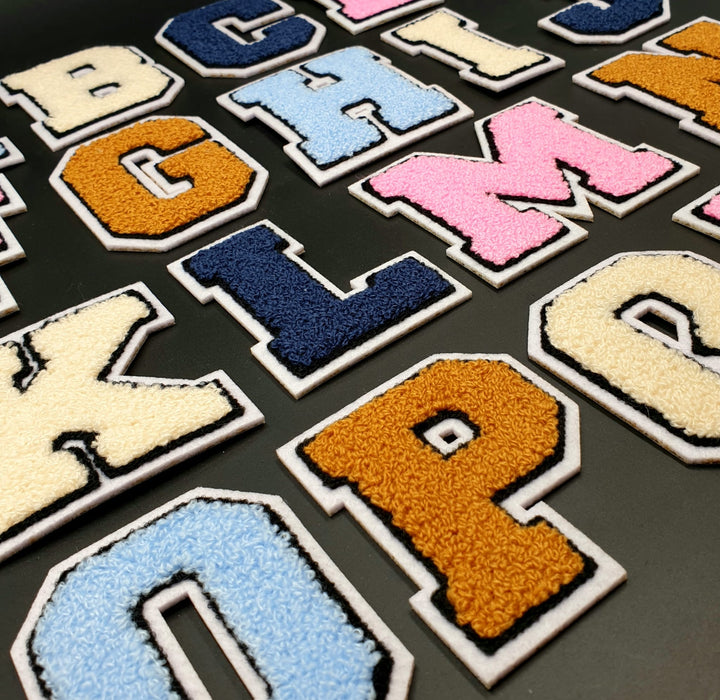 Varsity Light Blue 7.5cm Chenille Iron-On Patch Letters