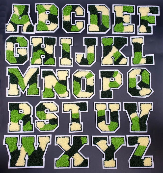 Varsity Camo 7.5cm Chenille Iron-On Patch Letters