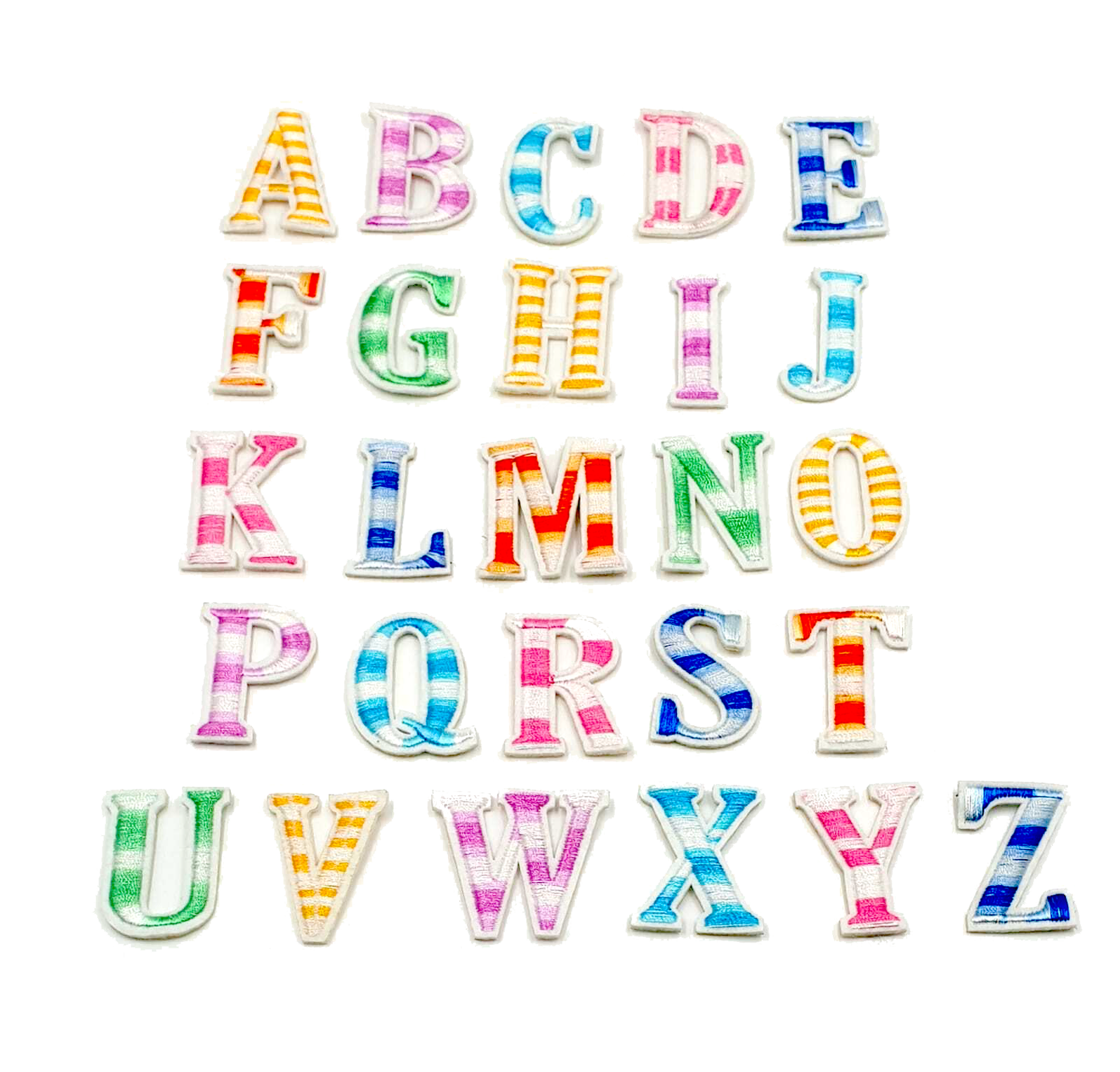 Multi Coloured Embroidered 3.5cm Iron On Patch Letters — Patches 