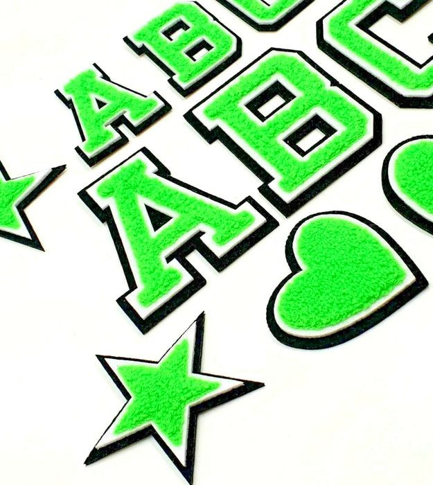 3D Varsity Style Green 5cm Chenille Iron-On Patch Letters