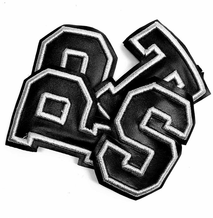 Silver Black Leather 8cm SewOn Patch Letters — Patches "R" Us