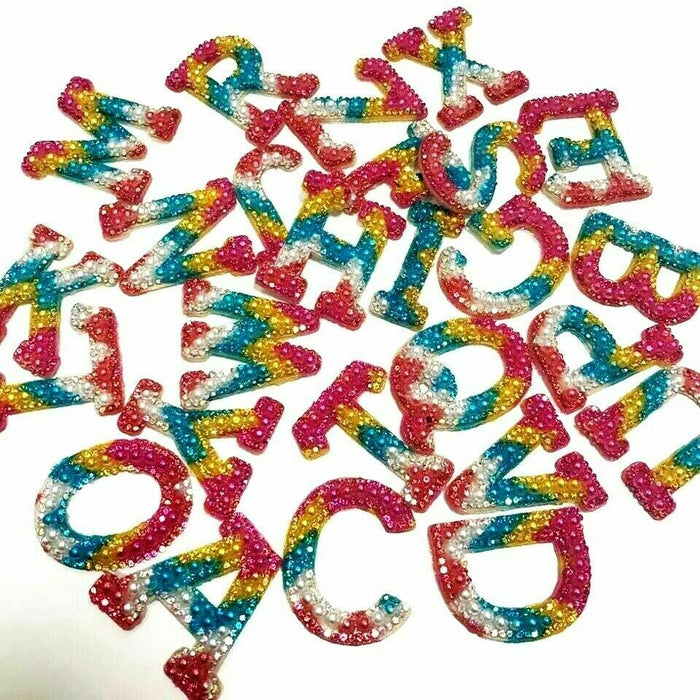 Rainbow Pearl Rhinestone 4.6cm Iron On Patch Letters