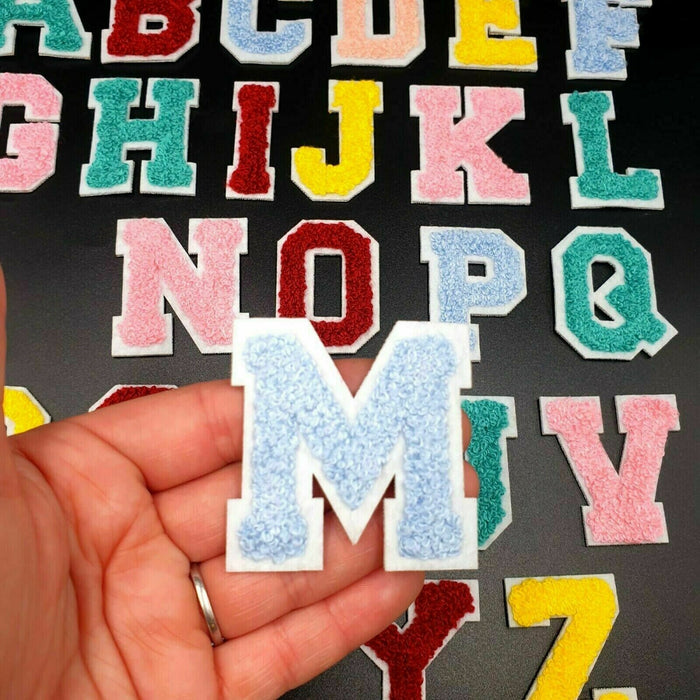 Blue Chenille 5cm Iron-On Patch Letter M