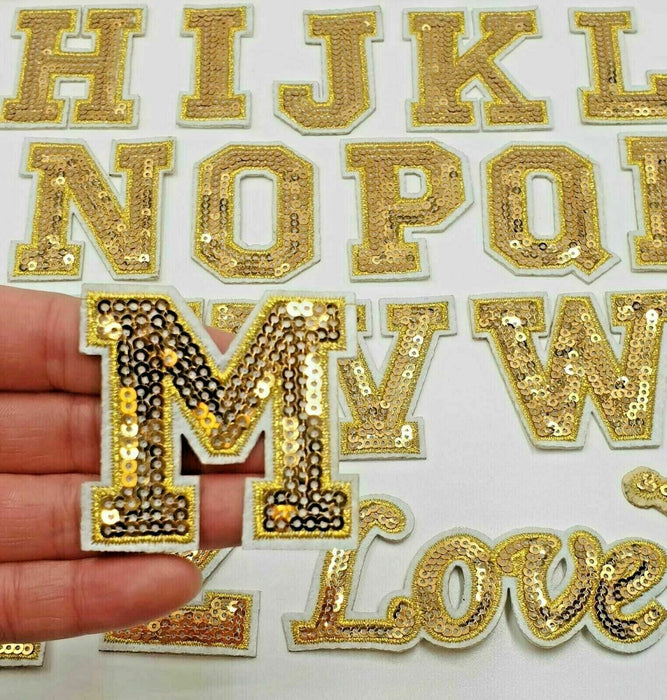 Gold Sequin 5.1cm Iron-On Patch Letters