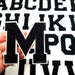 Black Varsity 8cm Chenille Iron-On Patch Letter M