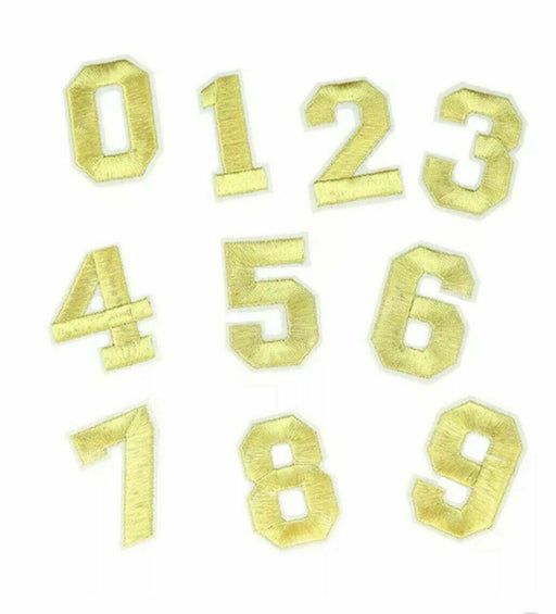 Gold Embroidered 5cm Iron On Patch Numbers