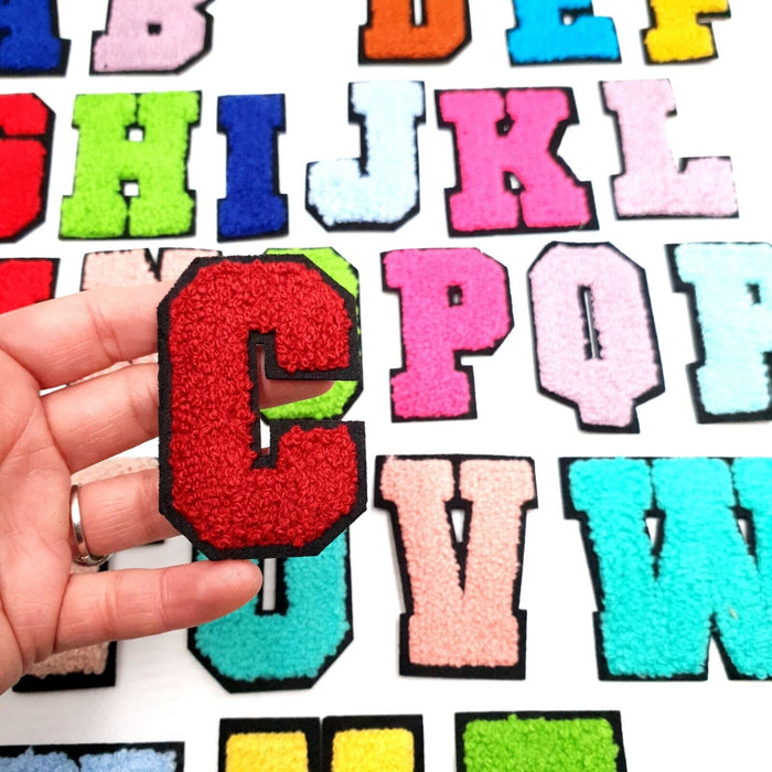 Red-Coloured Malibu Edition 7cm Chenille Iron-On Patch Letter C