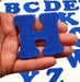 Blue Pop Font 5cm Iron-On Patch Letter H