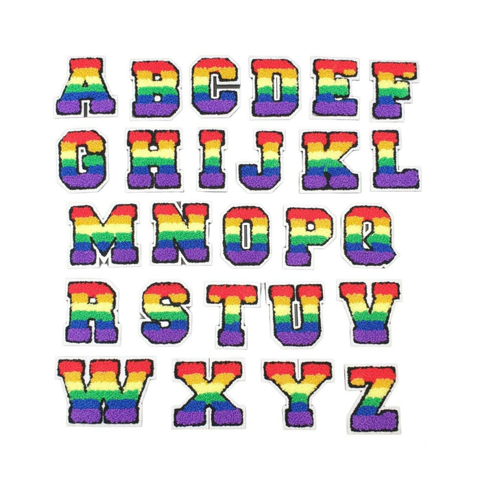 3D Varsity Style Rainbow 5cm Chenille Iron-On Patch Letters