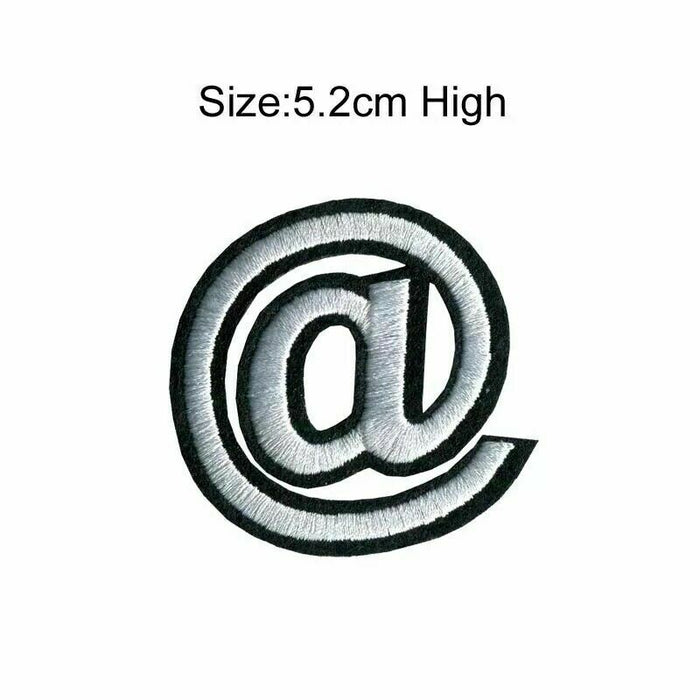 Red Silver Black Punctuation Iron-On Patch @ 