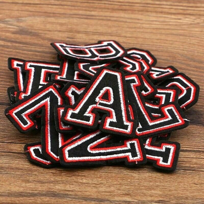 Black, White & Red Retro 4.5cm Iron-On Patch Letters