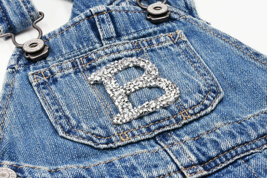 Silver Rhinestone Cursive 5cm Iron-On Patch Letters — Patches