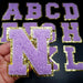 Purple Chenille Gold Trim 8.5cm Iron-On Patch Letter N