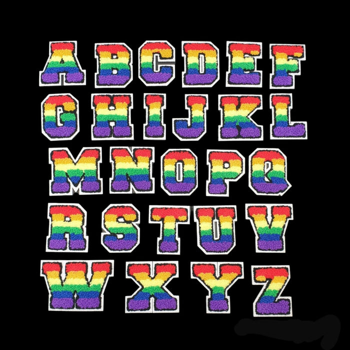 3D Varsity Style Rainbow 7.5cm Chenille Iron-On Patch Letters
