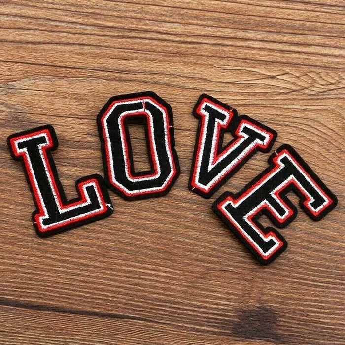 Black, White & Red Retro 4.5cm Iron-On Patch Letters