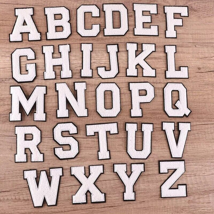 White Varsity 8cm Chenille Iron-On Patch Letters