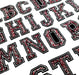 Red & Silver Rhinestone 7.5cm Iron On Patch Letters