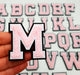 3D Varsity Style Light Pink 7.5cm Chenille Iron-On Patch Letter M