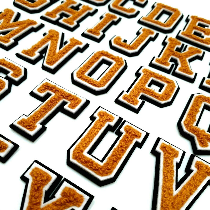 3D Varsity Style Brown 5cm Chenille Iron-On Patch Letters