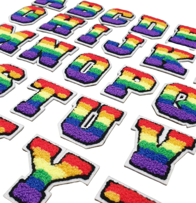 3D Varsity Style Rainbow 7.5cm Chenille Iron-On Patch Letters