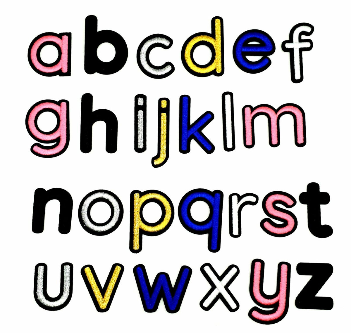 White Lowercase Embroidered 3.4cm Iron On Patch Letters — Patches "R" Us