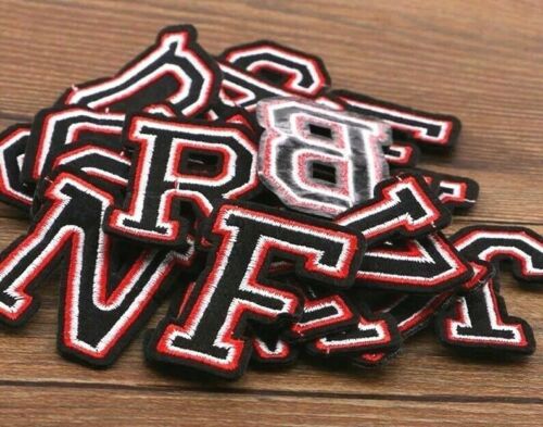 Black, White & Red Retro 4.5cm Iron-On Patch Letters